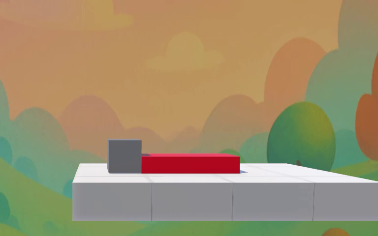 Character has disappeared — only the platform and red object remain